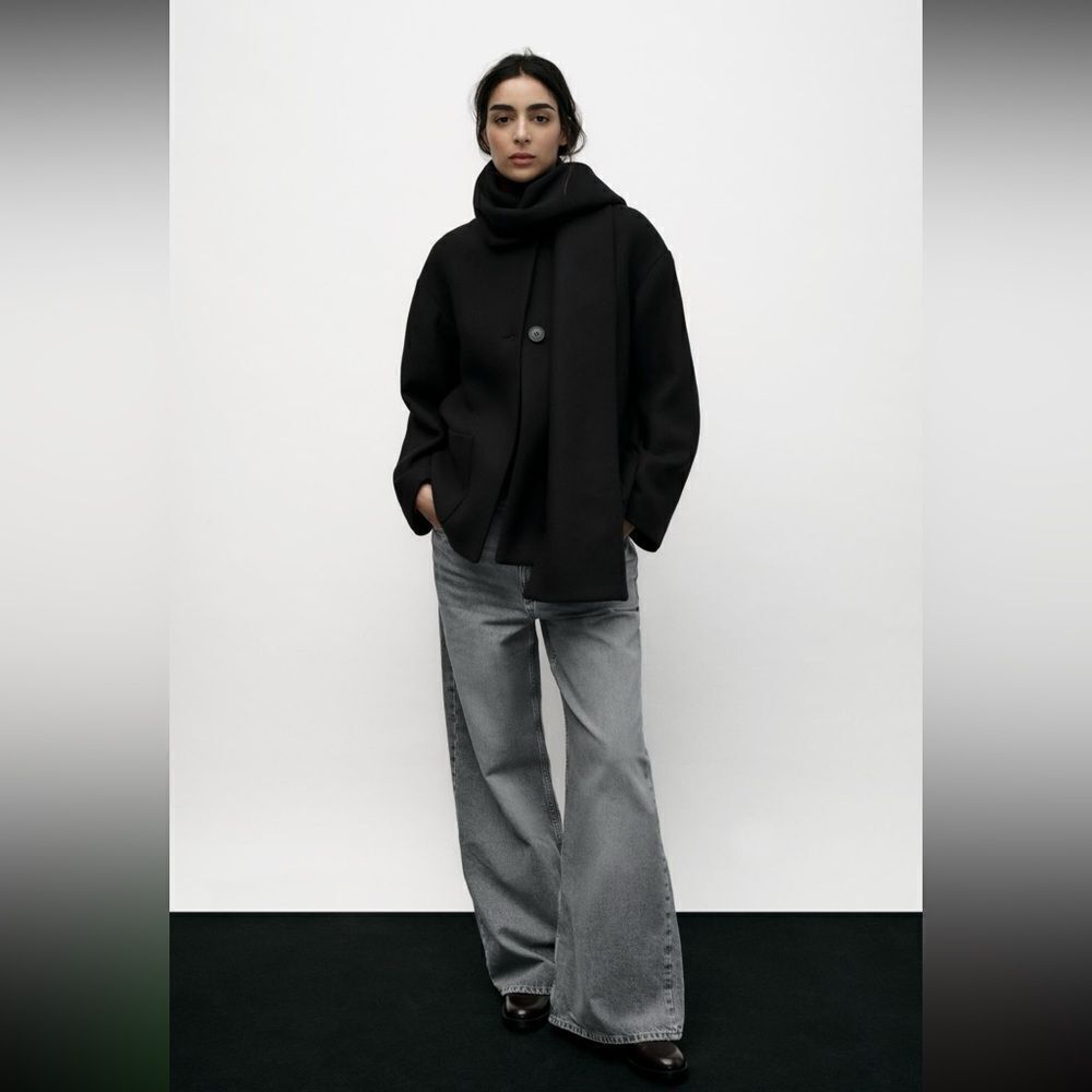 WOOL BLEND SCARF COAT Size L